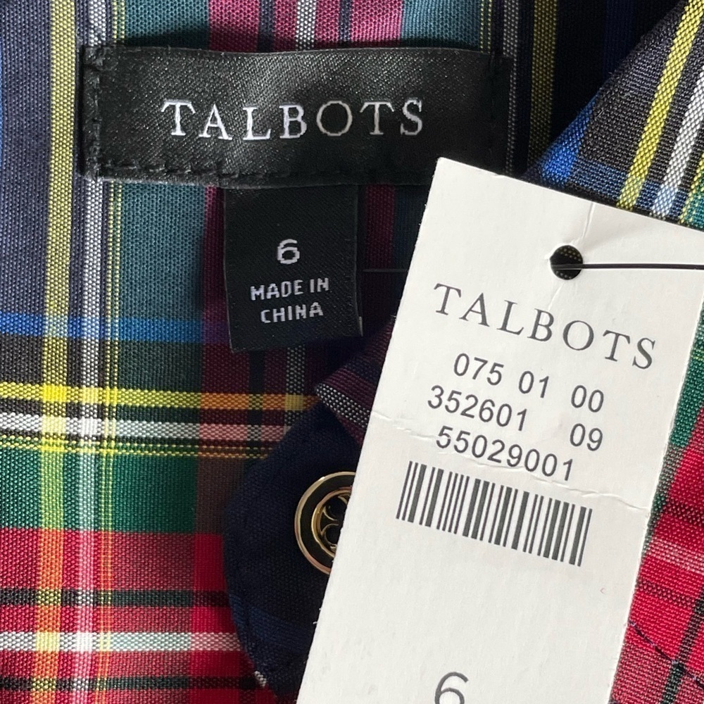 Talbots Tartan Plaid Long Sleeve Shirt Size 6 - Picture 6 of 6